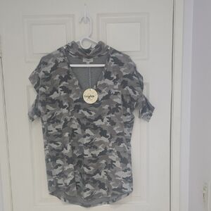 Hayden Gray Camouflage V-Neck Top